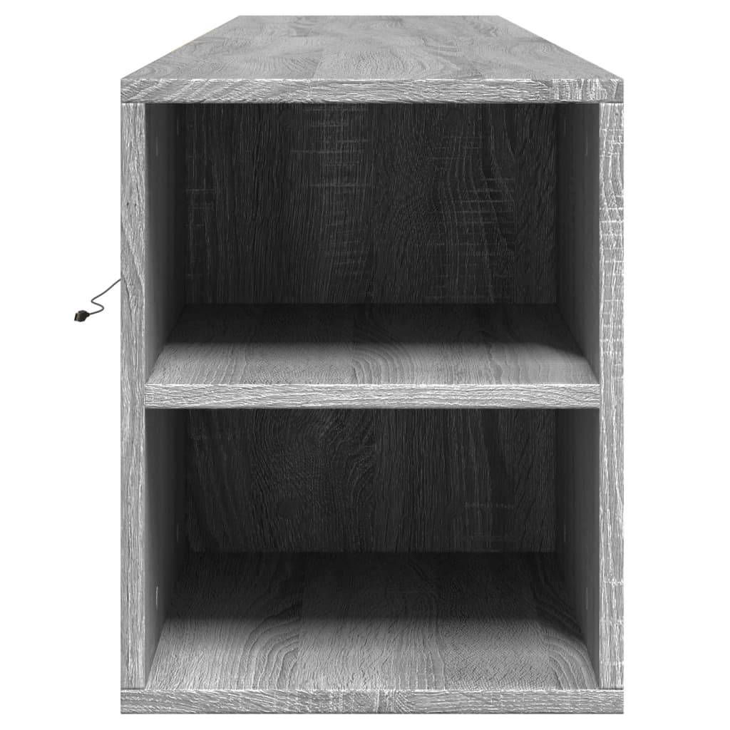vidaXL Comodă TV de perete cu lumini LED, gri sonoma, 180x31x39,5 cm vidaXL Comodă TV de perete cu lumini LED, gri sonoma, 180x31x39,5 cm