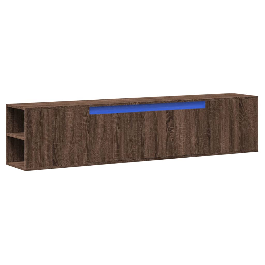 vidaXL Dulap TV de perete cu lumini LED, stejar maro, 180x31x39,5 cm vidaXL Dulap TV de perete cu lumini LED, stejar maro, 180x31x39,5 cm