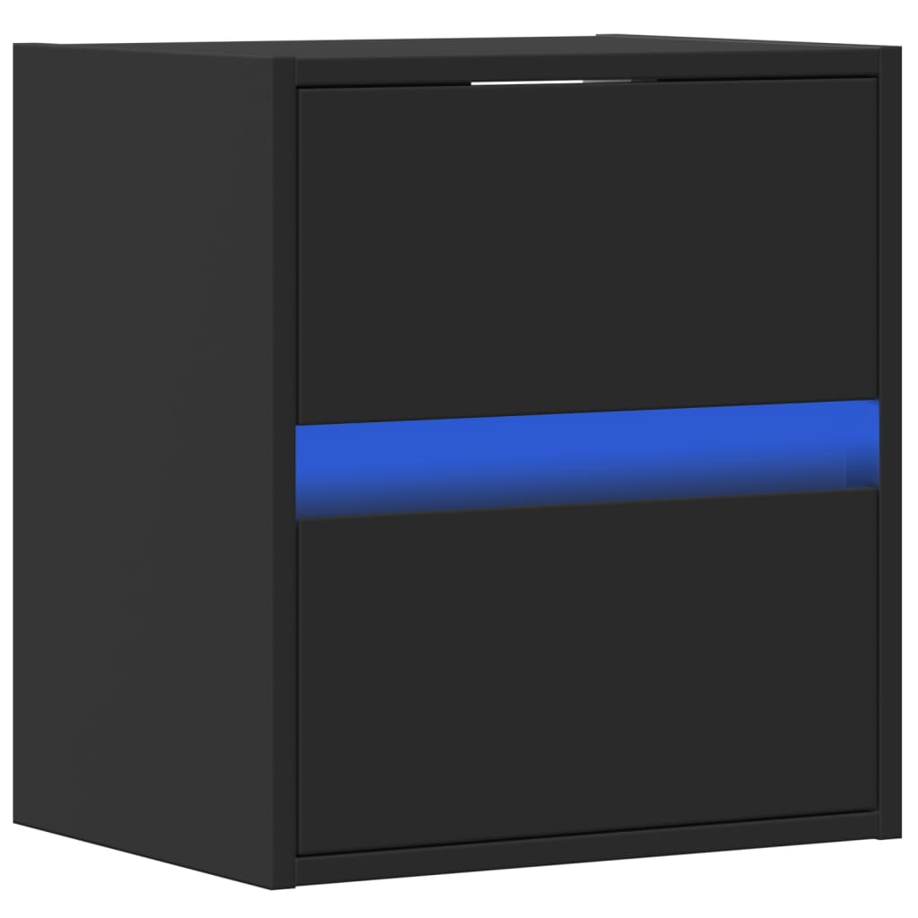 vidaXL Noptiere montate pe perete cu lumini LED, 2 buc., negru vidaXL Noptiere montate pe perete cu lumini LED, 2 buc., negru