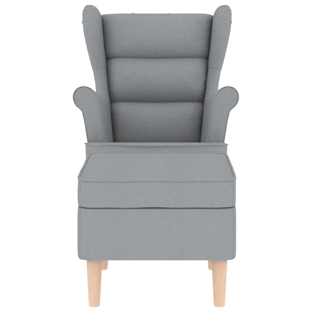 vidaXL Fotoliu cu taburet pentru picioare, gri deschis material textil vidaXL Fotoliu cu taburet pentru picioare, gri deschis material textil