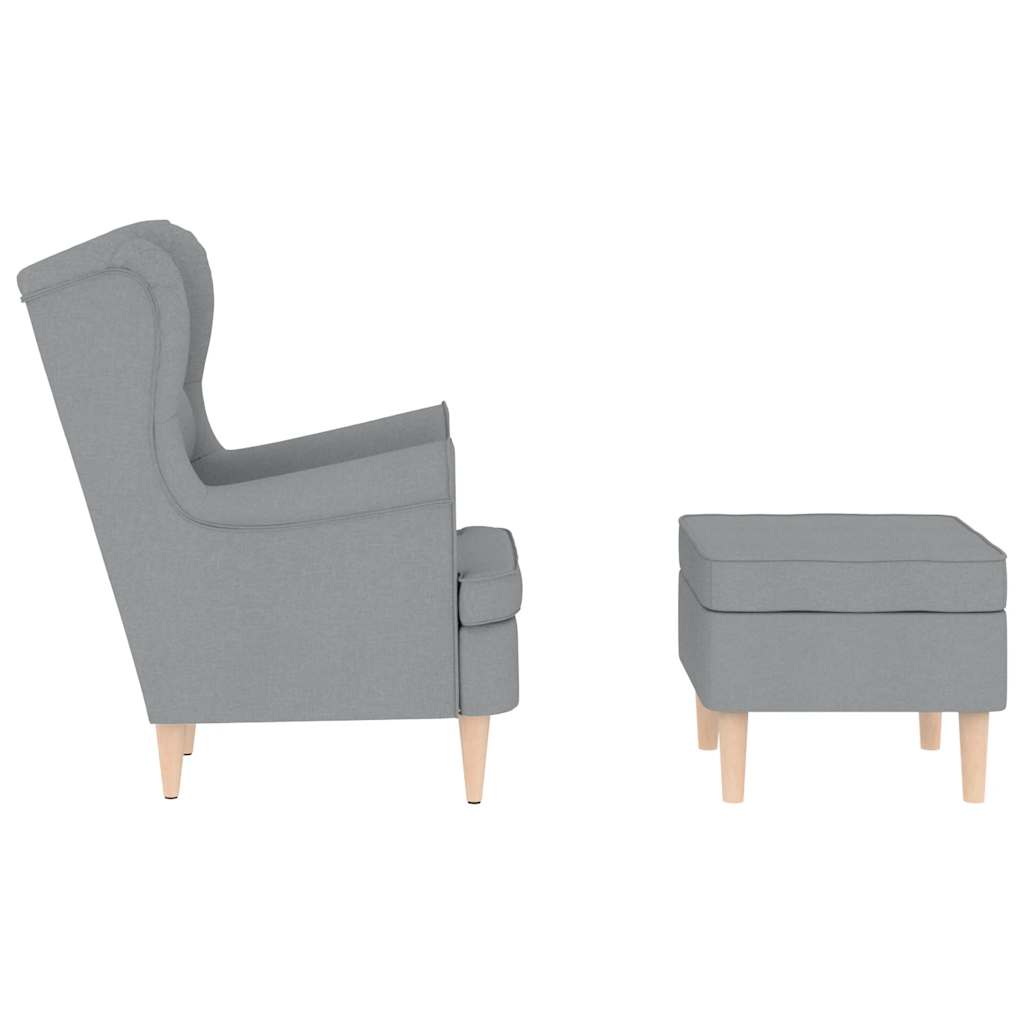 vidaXL Fotoliu cu taburet pentru picioare, gri deschis material textil vidaXL Fotoliu cu taburet pentru picioare, gri deschis material textil