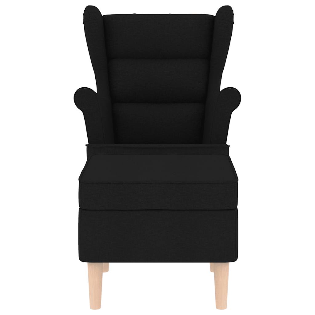 vidaXL Fotoliu cu taburet pentru picioare, negru, material textil vidaXL Fotoliu cu taburet pentru picioare, negru, material textil