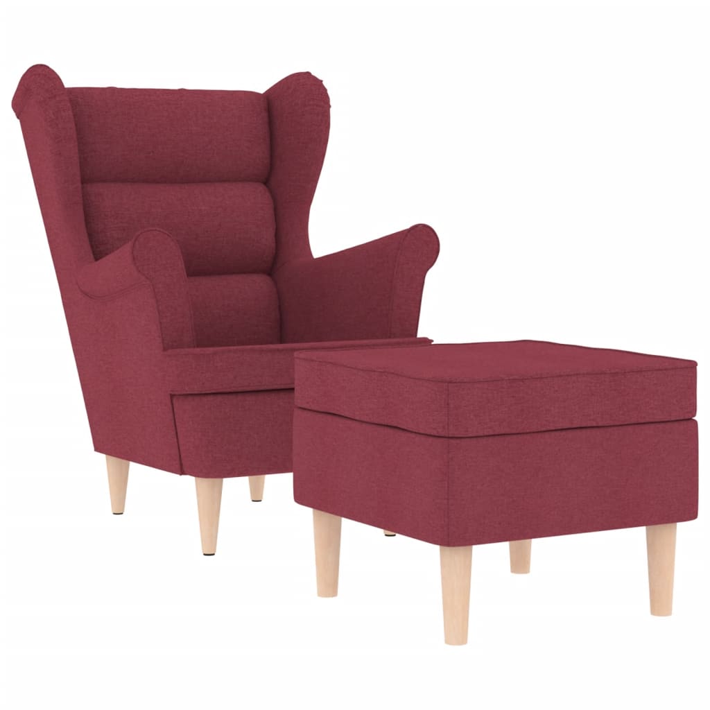 vidaXL Fotoliu cu taburet pentru picioare, roșu vin, material textil vidaXL Fotoliu cu taburet pentru picioare, roșu vin, material textil
