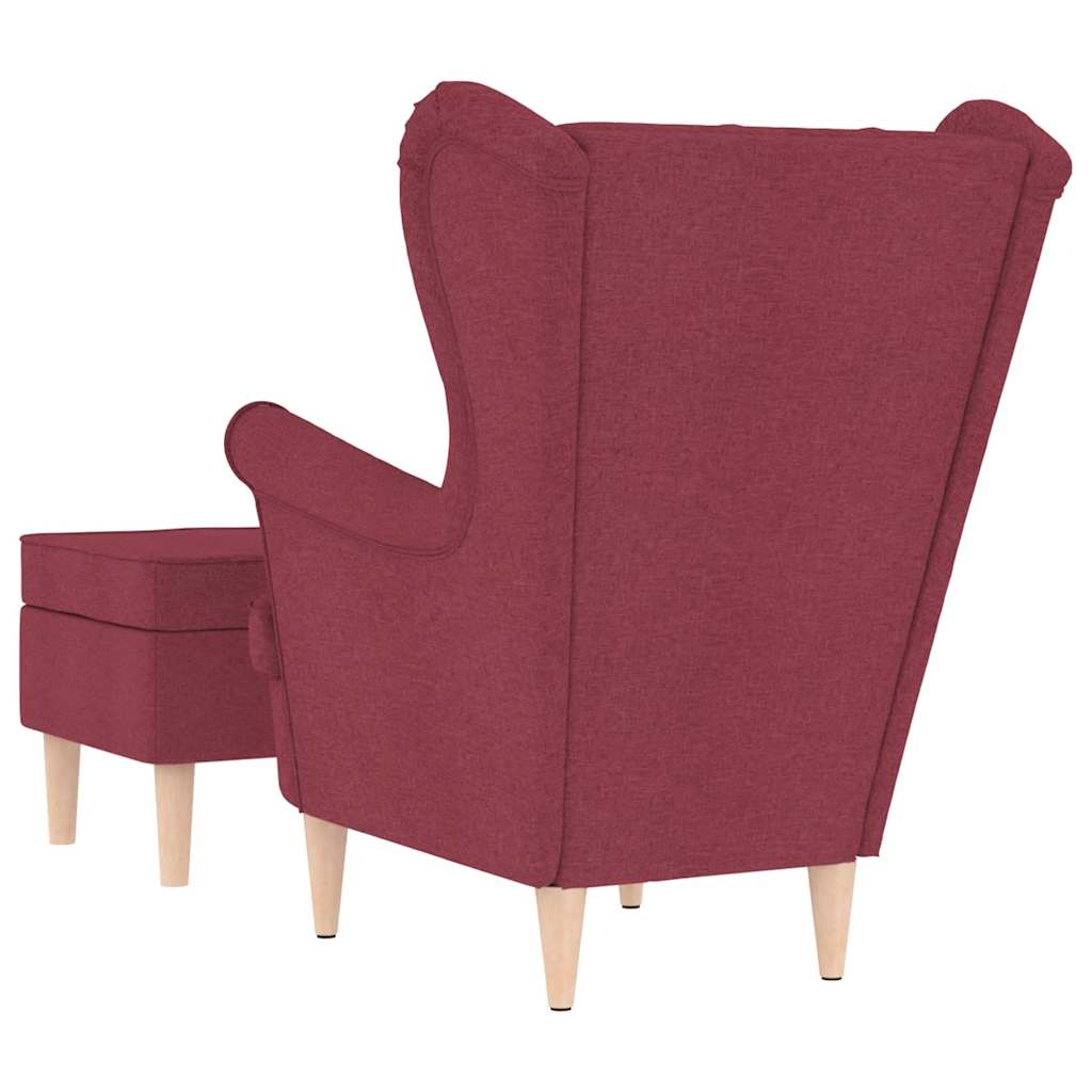 vidaXL Fotoliu cu taburet pentru picioare, roșu vin, material textil vidaXL Fotoliu cu taburet pentru picioare, roșu vin, material textil