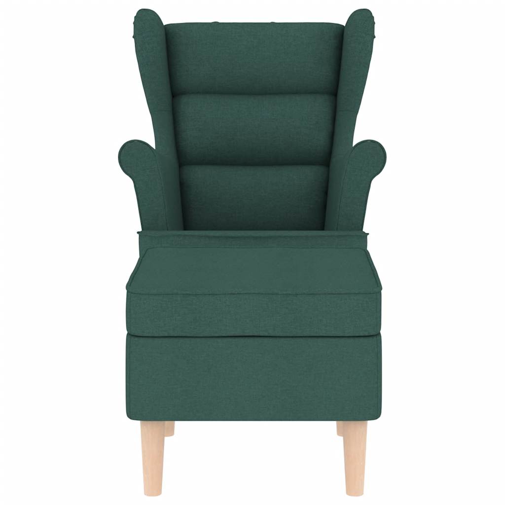 vidaXL Fotoliu cu taburet pentru picioare, verde închis, textil vidaXL Fotoliu cu taburet pentru picioare, verde închis, textil