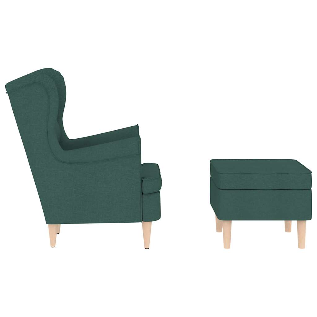 vidaXL Fotoliu cu taburet pentru picioare, verde închis, textil vidaXL Fotoliu cu taburet pentru picioare, verde închis, textil