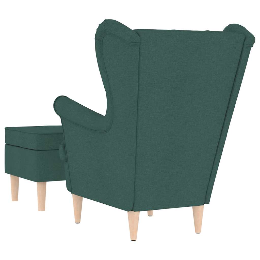 vidaXL Fotoliu cu taburet pentru picioare, verde închis, textil vidaXL Fotoliu cu taburet pentru picioare, verde închis, textil