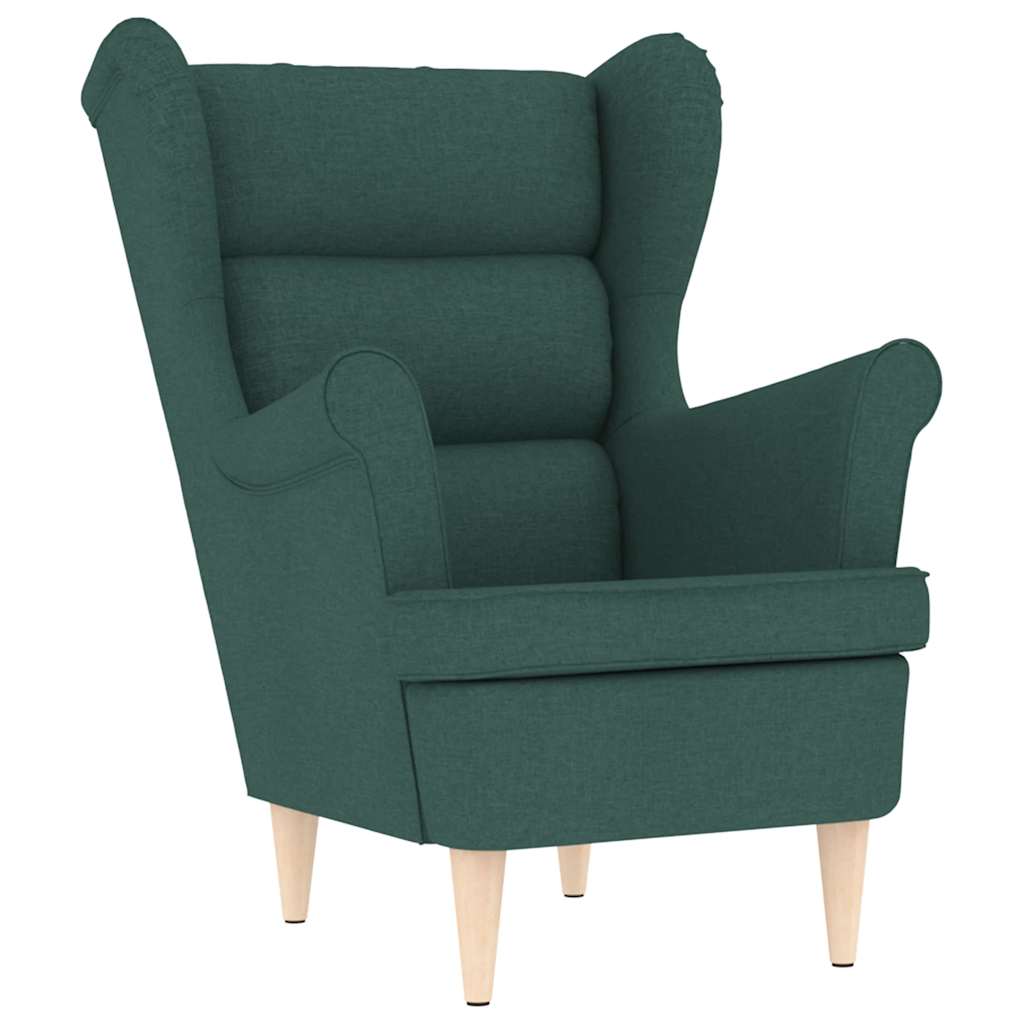 vidaXL Fotoliu cu taburet pentru picioare, verde închis, textil vidaXL Fotoliu cu taburet pentru picioare, verde închis, textil