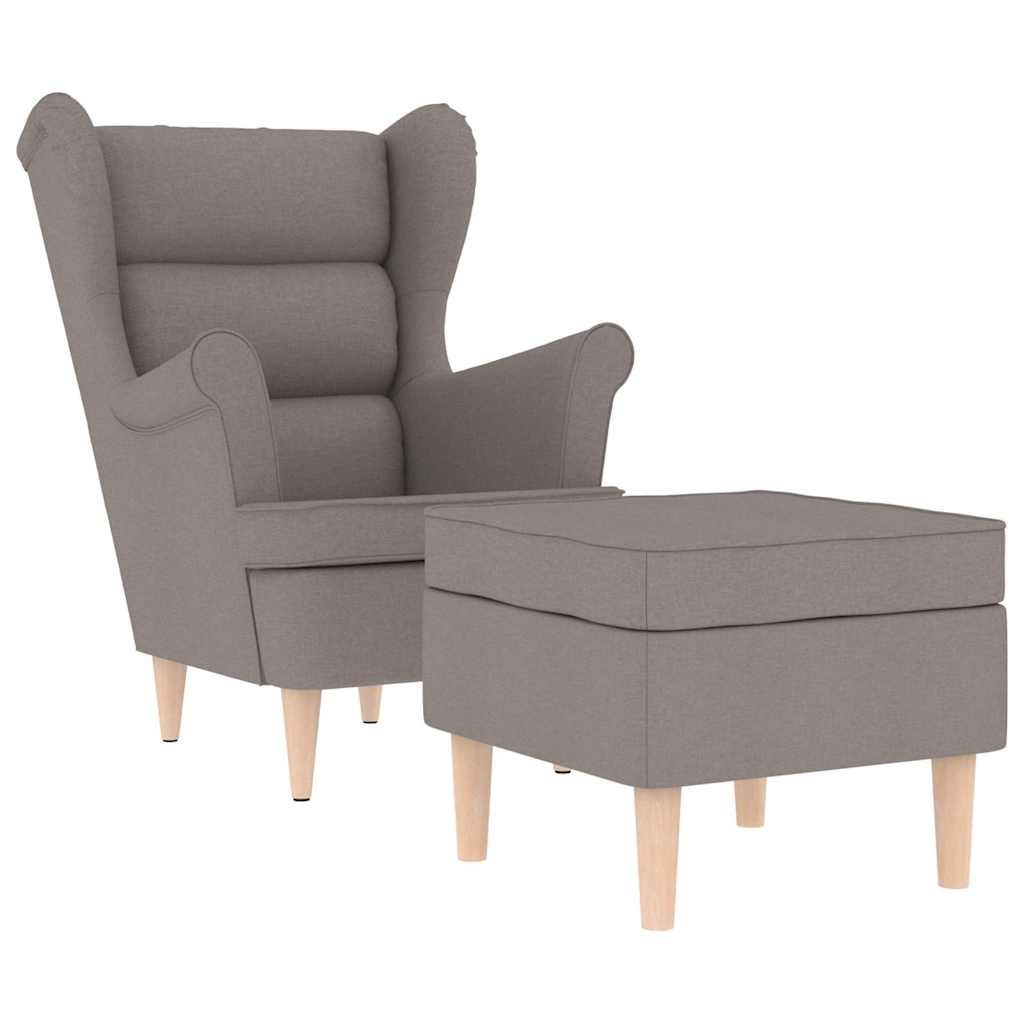 vidaXL Fotoliu cu taburet pentru picioare, gri taupe, material textil