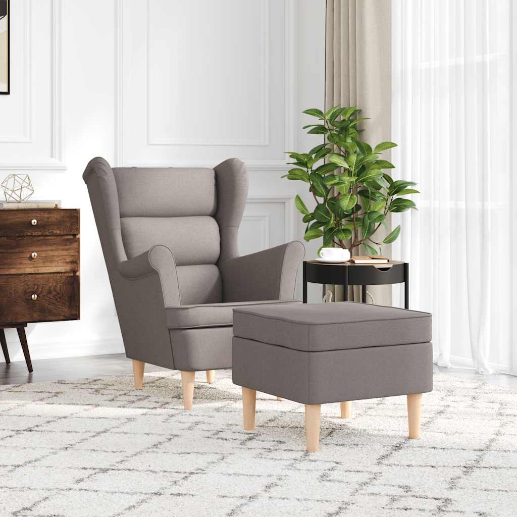 vidaXL Fotoliu cu taburet pentru picioare, gri taupe, material textil