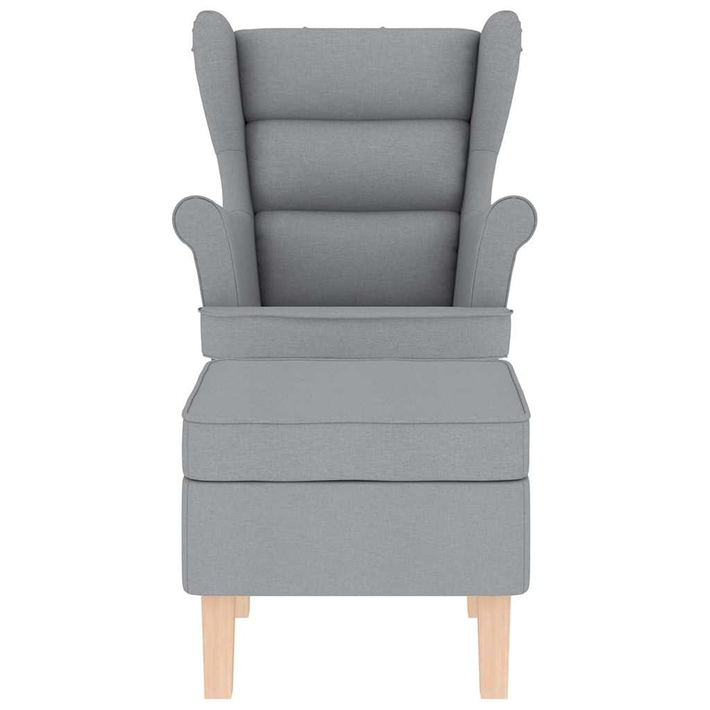 vidaXL Scaun balansoar cu taburet, gri deschis, textil