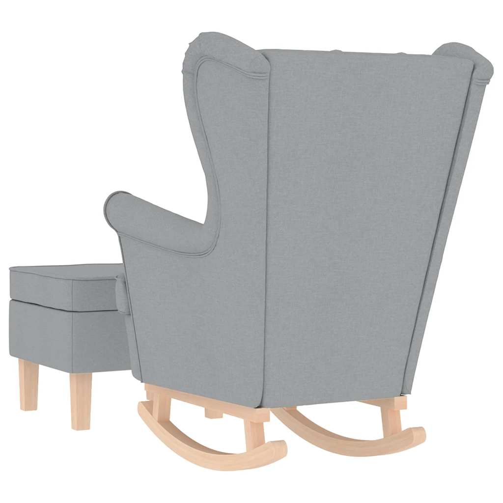 vidaXL Scaun balansoar cu taburet, gri deschis, textil