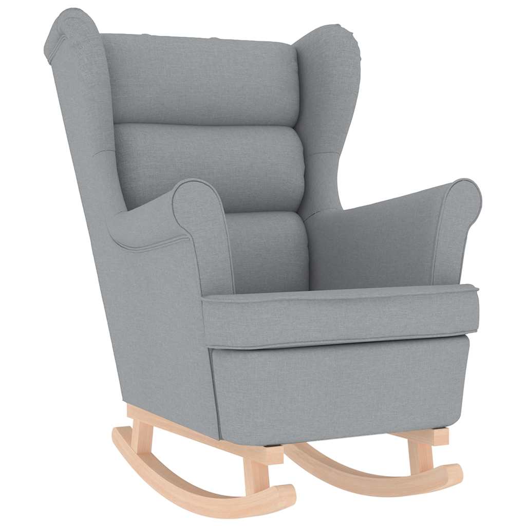 vidaXL Scaun balansoar cu taburet, gri deschis, textil