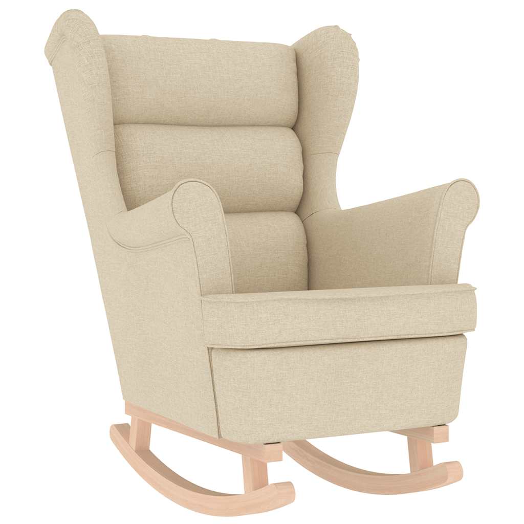 vidaXL Scaun balansoar cu taburet, crem, material textil
