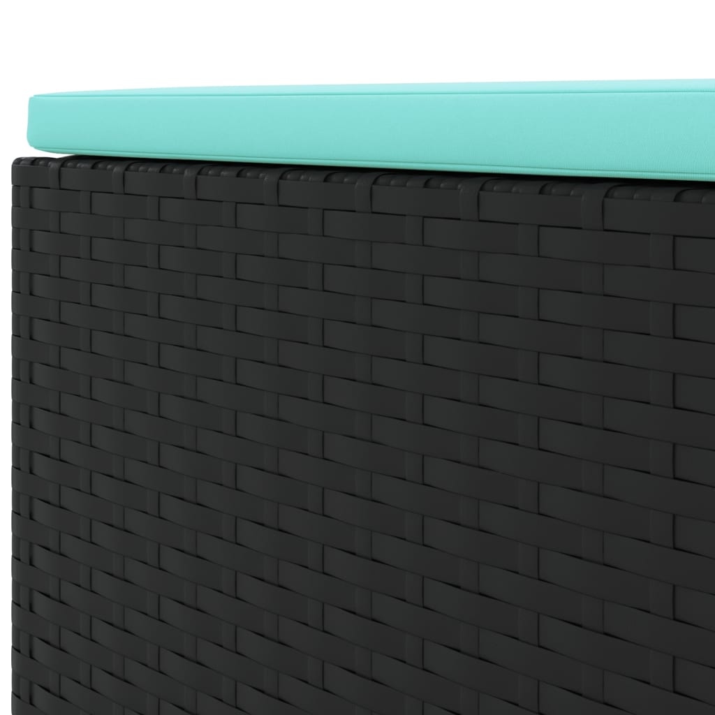 vidaXL Set șezlonguri de grădină, 5 piese, cu perne, negru, poliratan