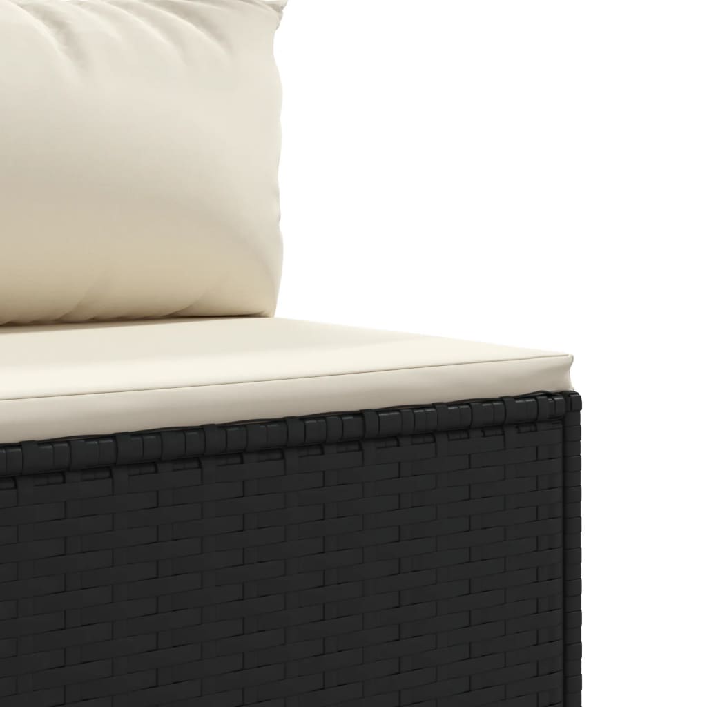 vidaXL Set șezlonguri de grădină, 5 piese, cu perne, negru, poliratan
