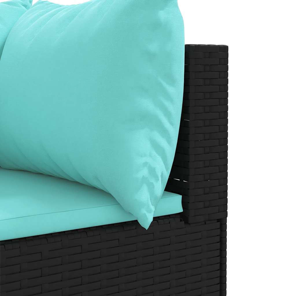vidaXL Set mobilier de grădină cu perne, 7 piese, negru, poliratan vidaXL Set mobilier de grădină cu perne, 7 piese, negru, poliratan