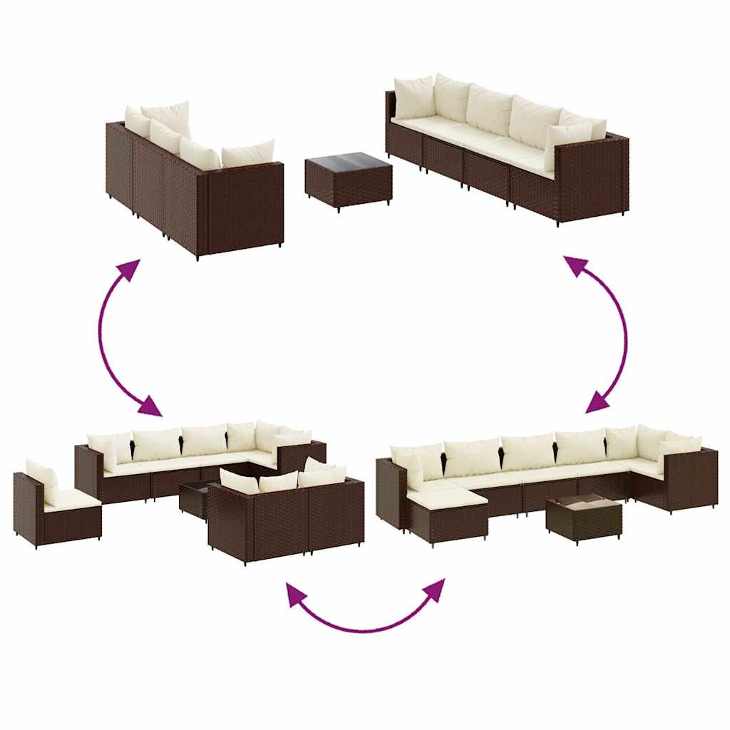 vidaXL Set mobilier de grădină cu perne, 8 piese, maro, poliratan vidaXL Set mobilier de grădină cu perne, 8 piese, maro, poliratan