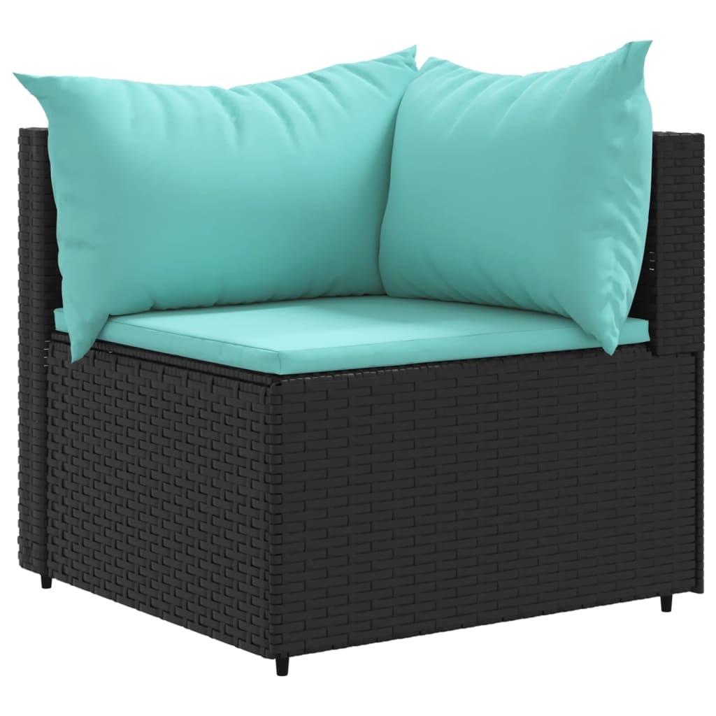 vidaXL Set mobilier de grădină cu perne, 9 piese, negru, poliratan vidaXL Set mobilier de grădină cu perne, 9 piese, negru, poliratan