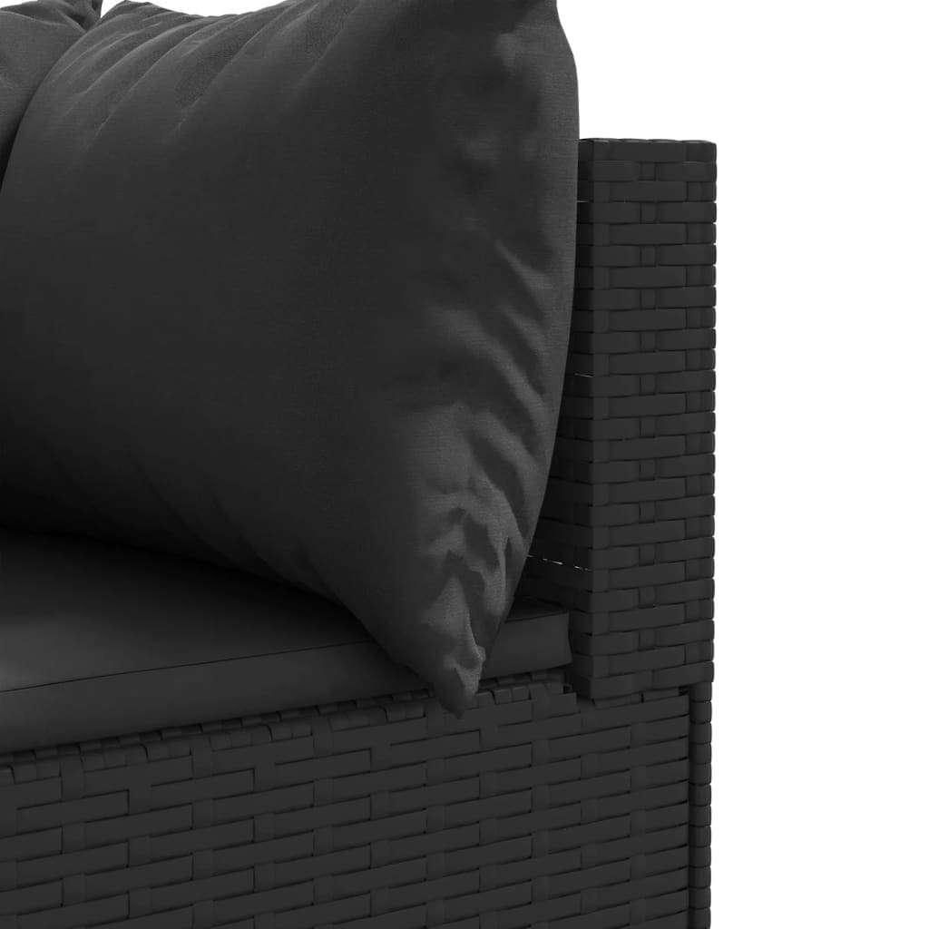 vidaXL Set canapele de grădină cu perne, 11 piese, negru, poliratan
