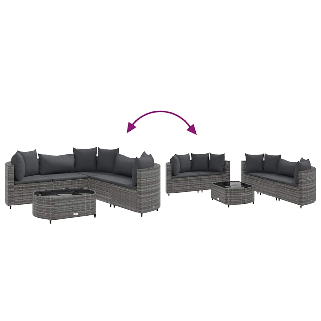 vidaXL Set mobilier grădină cu perne, 6 piese, gri, poliratan