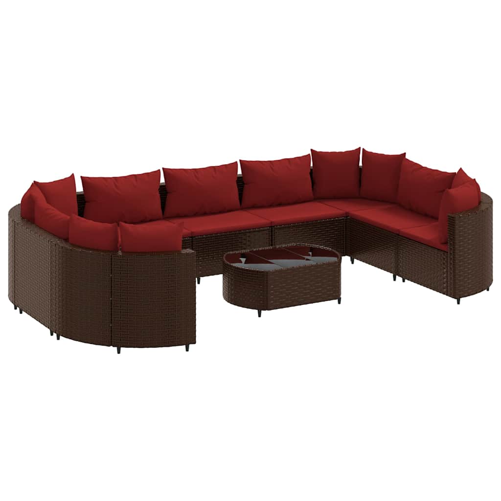 vidaXL Set canapele de grădină cu perne, 10 piese, maro, poliratan