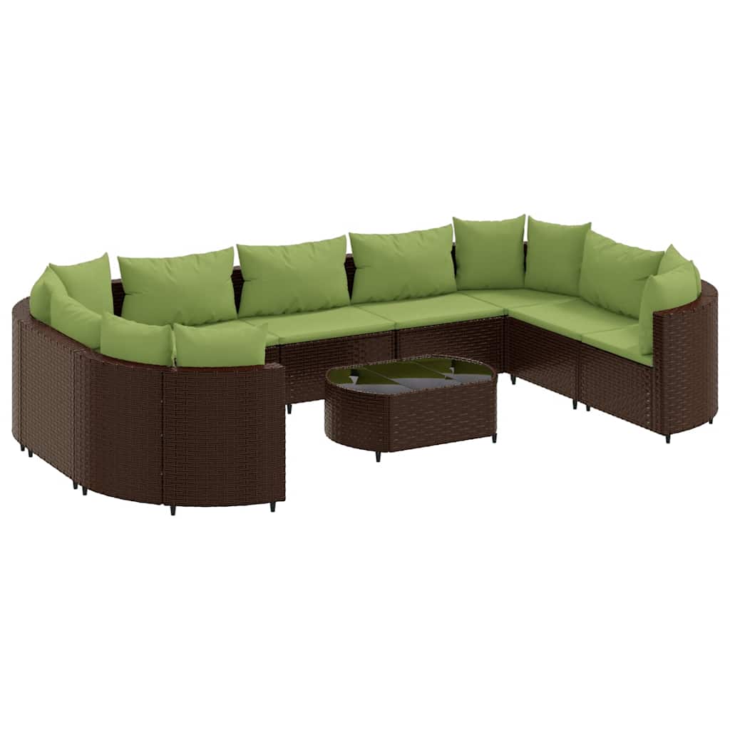 vidaXL Set canapele de grădină cu perne, 10 piese, maro, poliratan