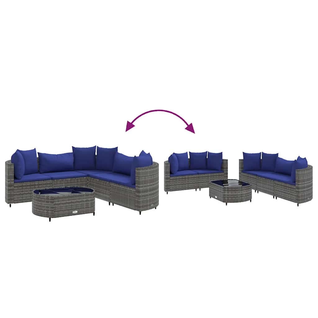 vidaXL Set mobilier grădină cu perne, 6 piese, gri, poliratan vidaXL Set mobilier grădină cu perne, 6 piese, gri, poliratan