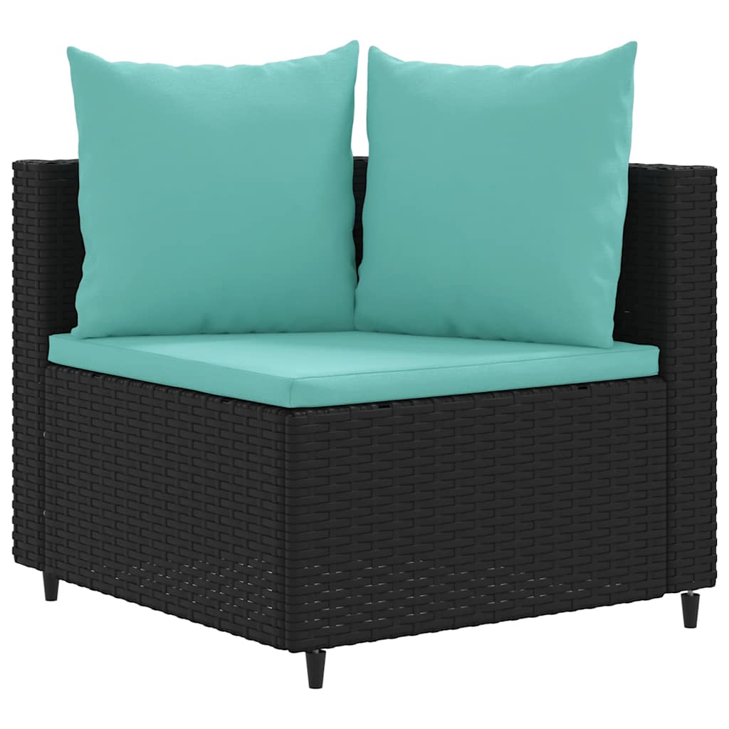 vidaXL Set mobilier de grădină cu perne, 9 piese, negru, poliratan