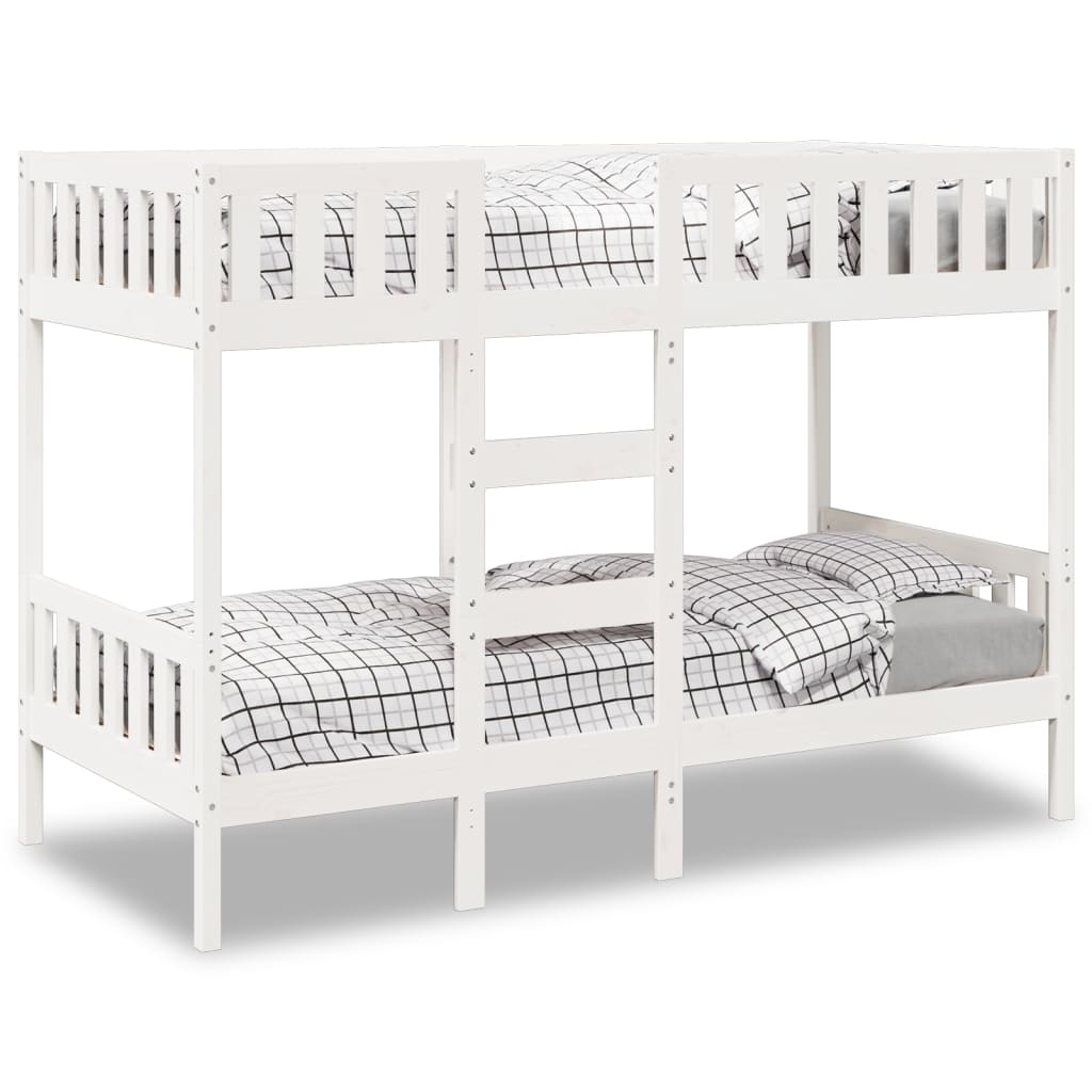 vidaXL Pat supraetajat, alb, 75x190 cm, lemn masiv de pin vidaXL Pat supraetajat, alb, 75x190 cm, lemn masiv de pin