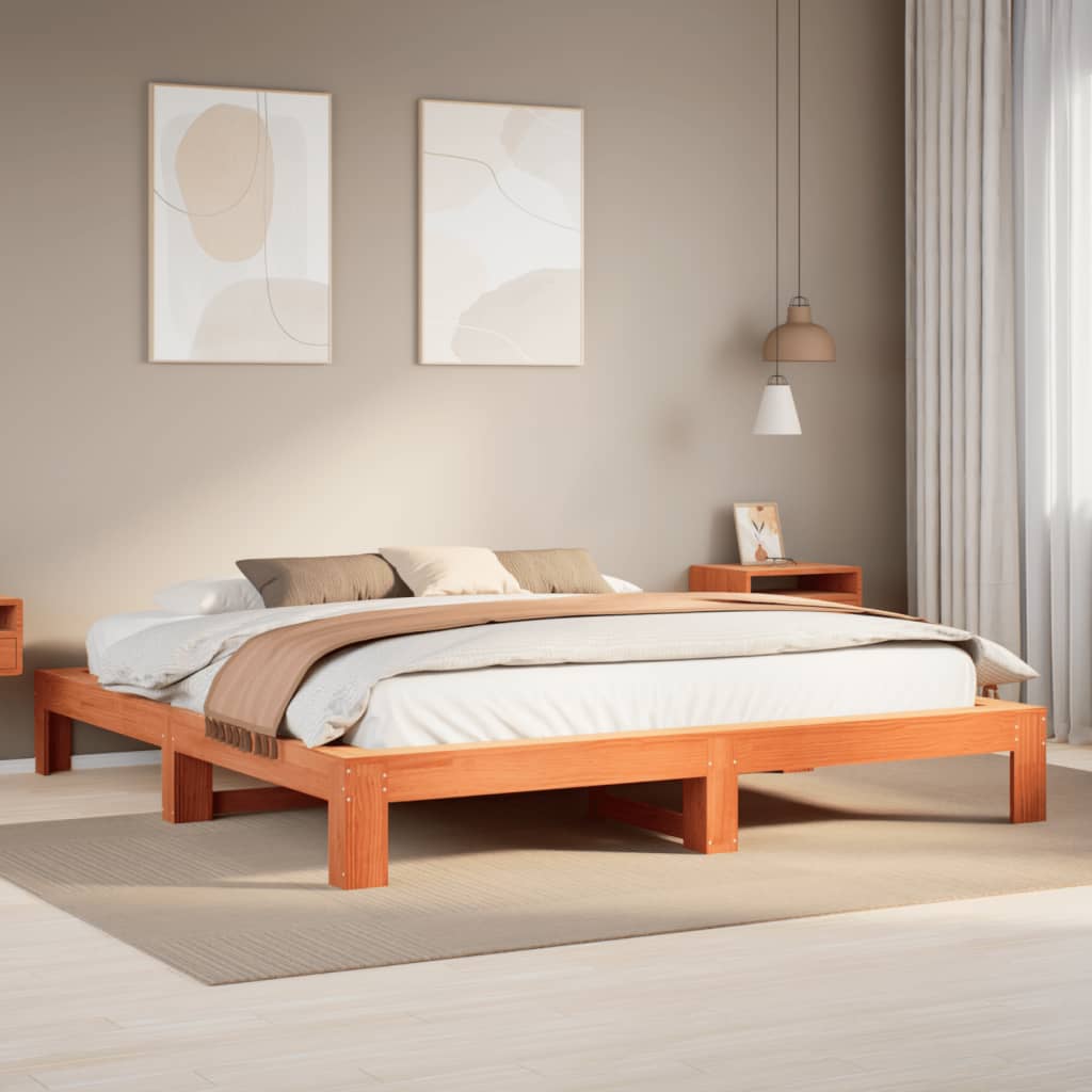 vidaXL Cadru de pat fără saltea, maro ceruit 200x200 cm lemn masiv pin vidaXL Cadru de pat fără saltea, maro ceruit 200x200 cm lemn masiv pin