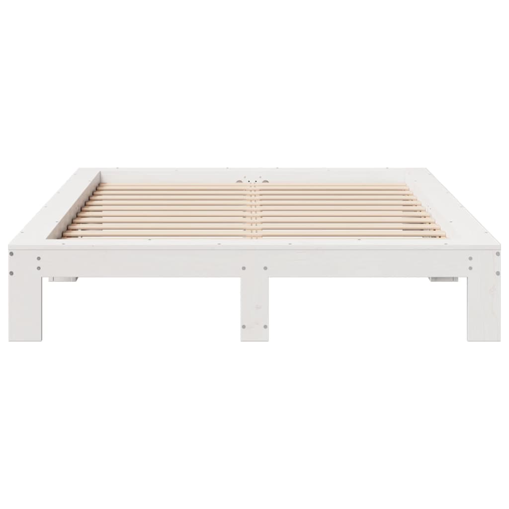 vidaXL Cadru de pat fără saltea, alb, 150x200 cm, lemn masiv pin vidaXL Cadru de pat fără saltea, alb, 150x200 cm, lemn masiv pin