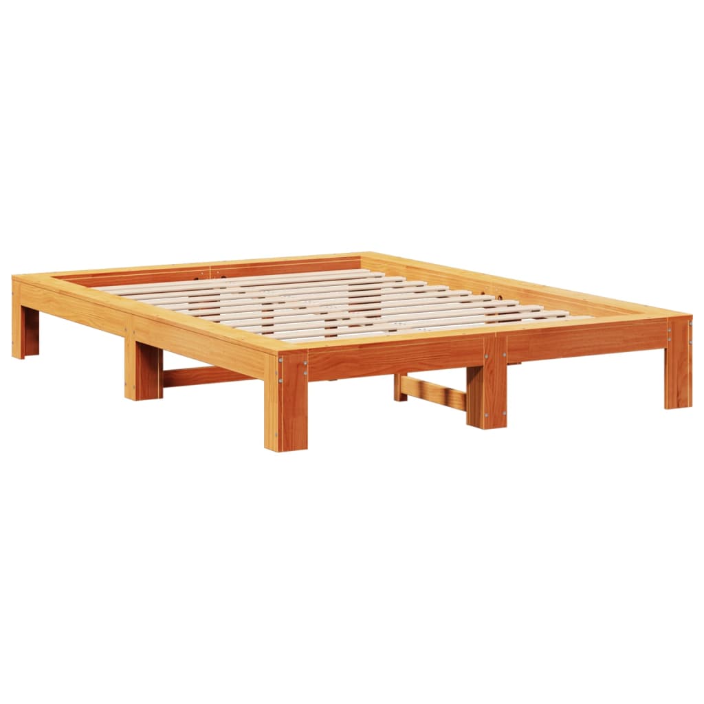 vidaXL Cadru de pat fără saltea, maro ceruit 150x200 cm lemn masiv pin vidaXL Cadru de pat fără saltea, maro ceruit 150x200 cm lemn masiv pin