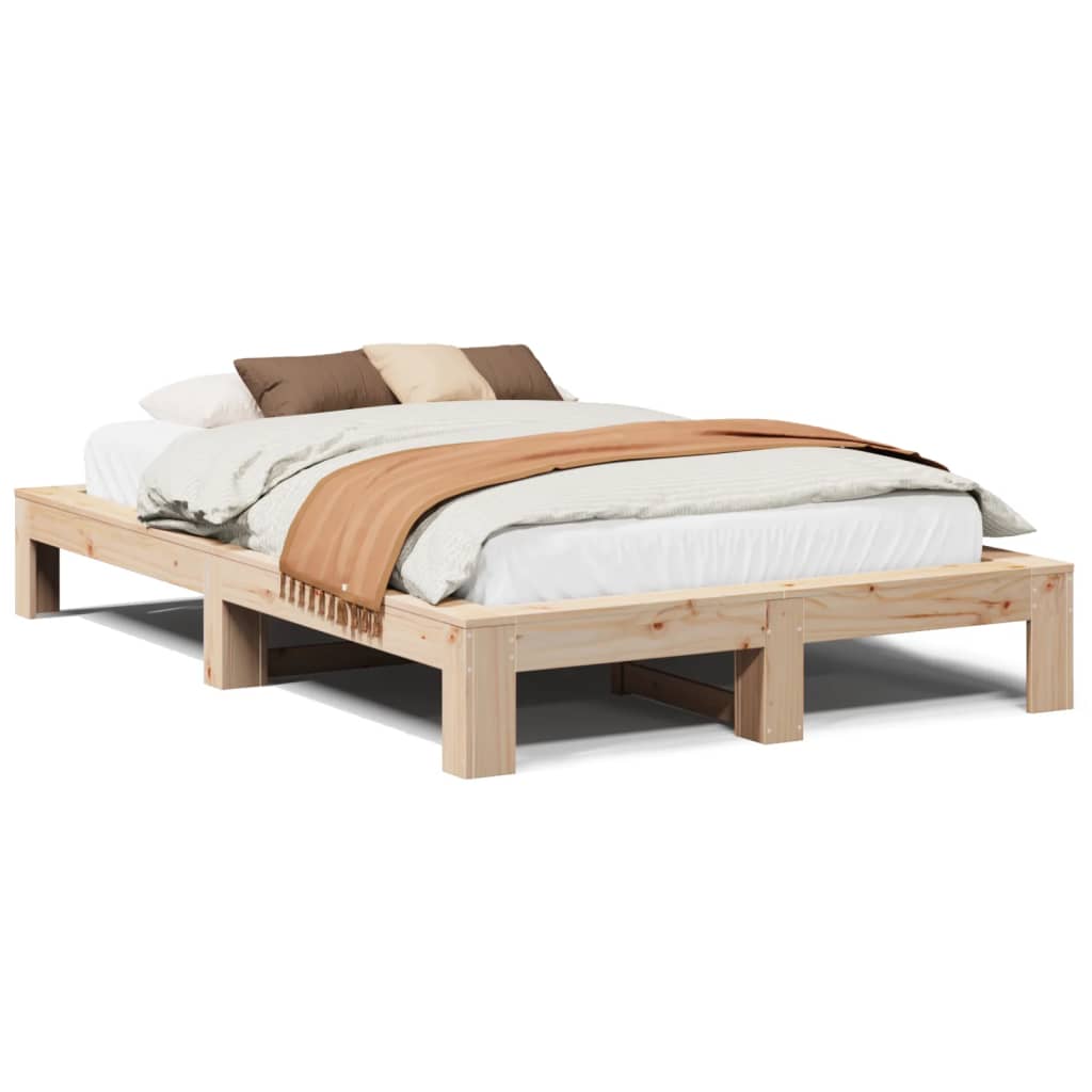 vidaXL Cadru de pat fără saltea, 120x190 cm, lemn masiv pin vidaXL Cadru de pat fără saltea, 120x190 cm, lemn masiv pin