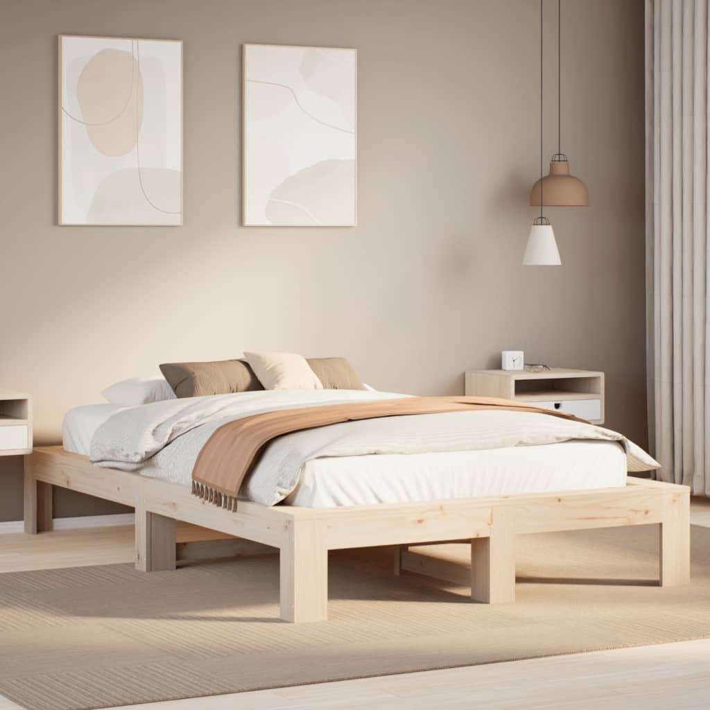 vidaXL Cadru de pat fără saltea, 120x190 cm, lemn masiv pin vidaXL Cadru de pat fără saltea, 120x190 cm, lemn masiv pin