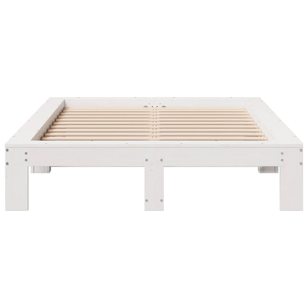 vidaXL Cadru de pat fără saltea, alb, 120x190 cm, lemn masiv pin