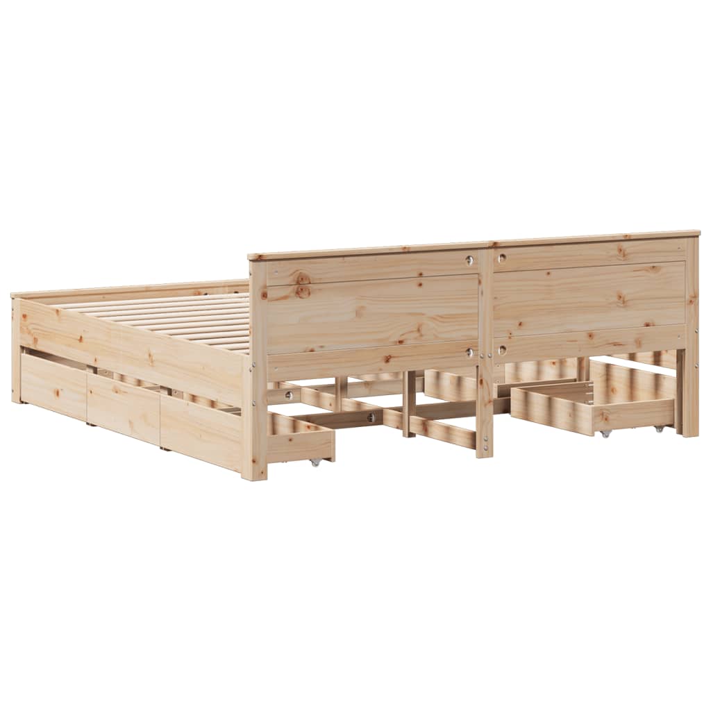 vidaXL Cadru de pat fără saltea/cu tăblie, 200x200 cm, lemn masiv pin vidaXL Cadru de pat fără saltea/cu tăblie, 200x200 cm, lemn masiv pin