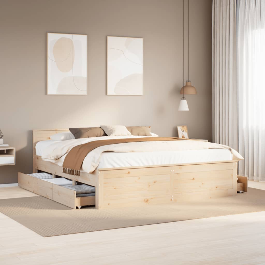 vidaXL Cadru de pat fără saltea/cu tăblie, 180x200 cm, lemn masiv pin vidaXL Cadru de pat fără saltea/cu tăblie, 180x200 cm, lemn masiv pin