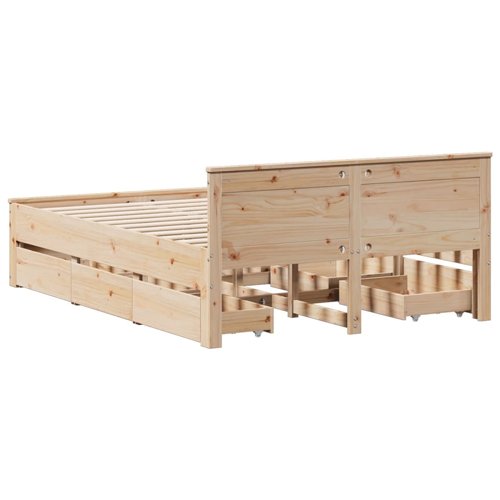 vidaXL Cadru de pat fără saltea/cu tăblie, 160x200 cm, lemn masiv pin vidaXL Cadru de pat fără saltea/cu tăblie, 160x200 cm, lemn masiv pin