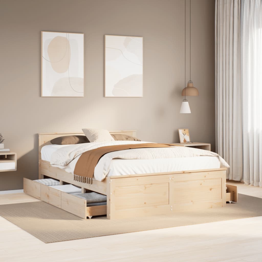 vidaXL Cadru de pat fără saltea/cu tăblie, 160x200 cm, lemn masiv pin vidaXL Cadru de pat fără saltea/cu tăblie, 160x200 cm, lemn masiv pin
