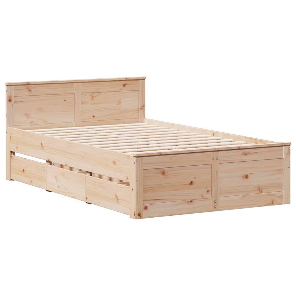 vidaXL Cadru de pat fără saltea/cu tăblie, 120x200 cm, lemn masiv pin vidaXL Cadru de pat fără saltea/cu tăblie, 120x200 cm, lemn masiv pin