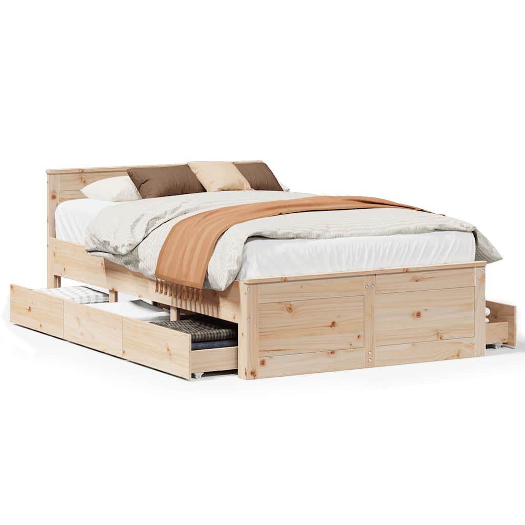 vidaXL Cadru de pat fără saltea/cu tăblie, 120x190 cm, lemn masiv pin vidaXL Cadru de pat fără saltea/cu tăblie, 120x190 cm, lemn masiv pin