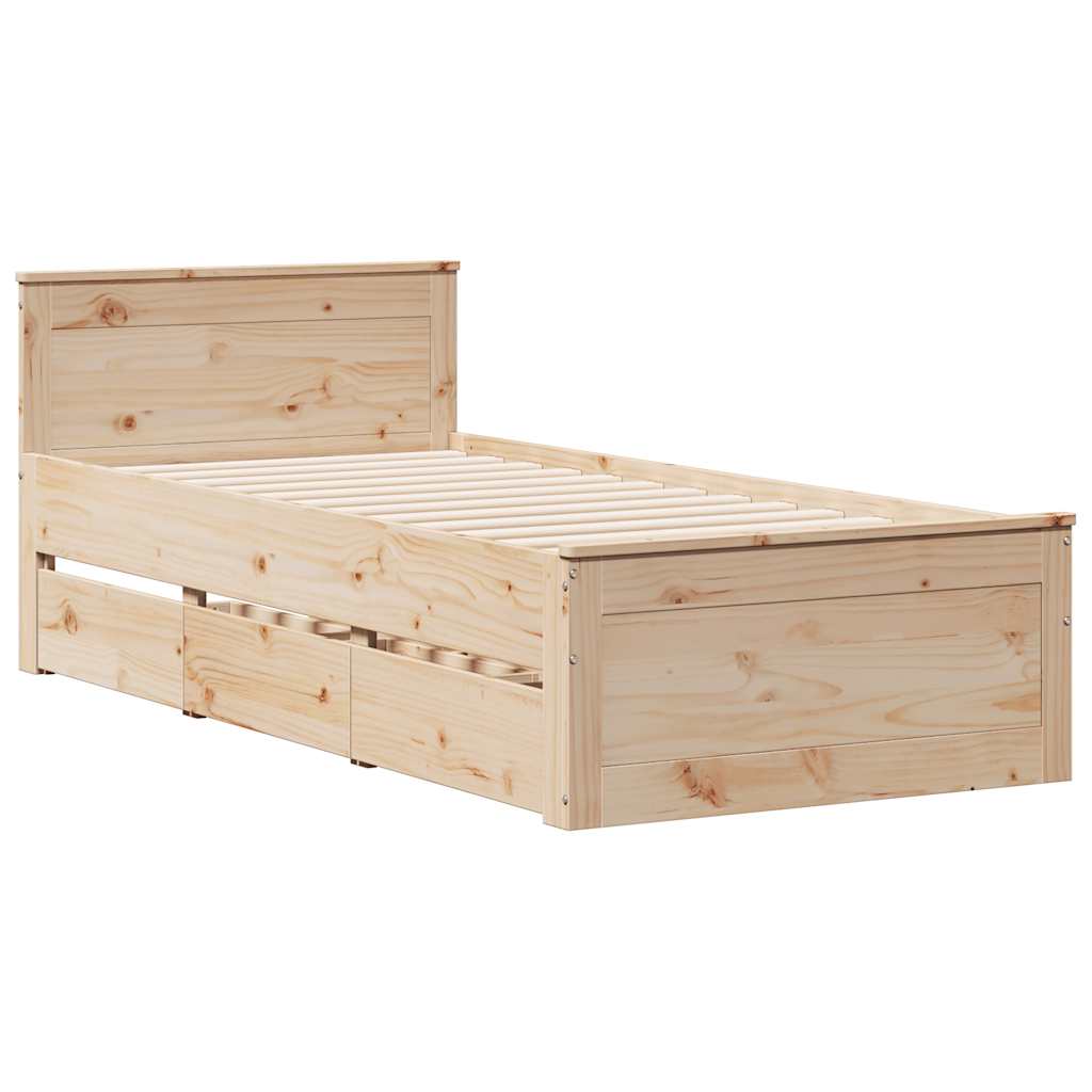 vidaXL Cadru de pat fără saltea, 75x190 cm, lemn masiv de pin