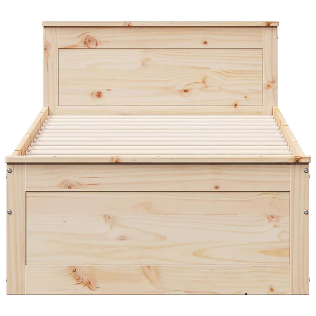 vidaXL Cadru de pat fără saltea, 75x190 cm, lemn masiv de pin