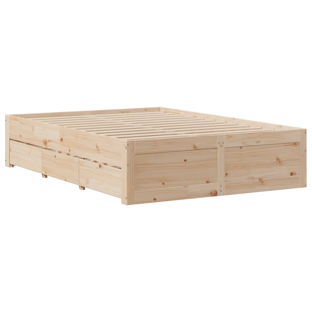 vidaXL Cadru de pat fără saltea/cu sertare, 150x200 cm, lemn masiv pin vidaXL Cadru de pat fără saltea/cu sertare, 150x200 cm, lemn masiv pin
