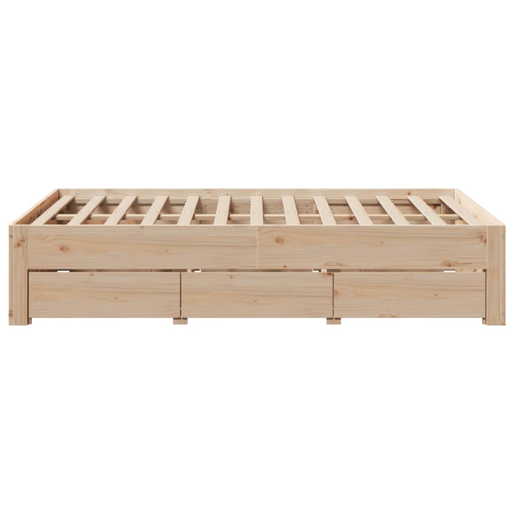 vidaXL Cadru de pat fără saltea/cu sertare, 135x190 cm, lemn masiv pin vidaXL Cadru de pat fără saltea/cu sertare, 135x190 cm, lemn masiv pin