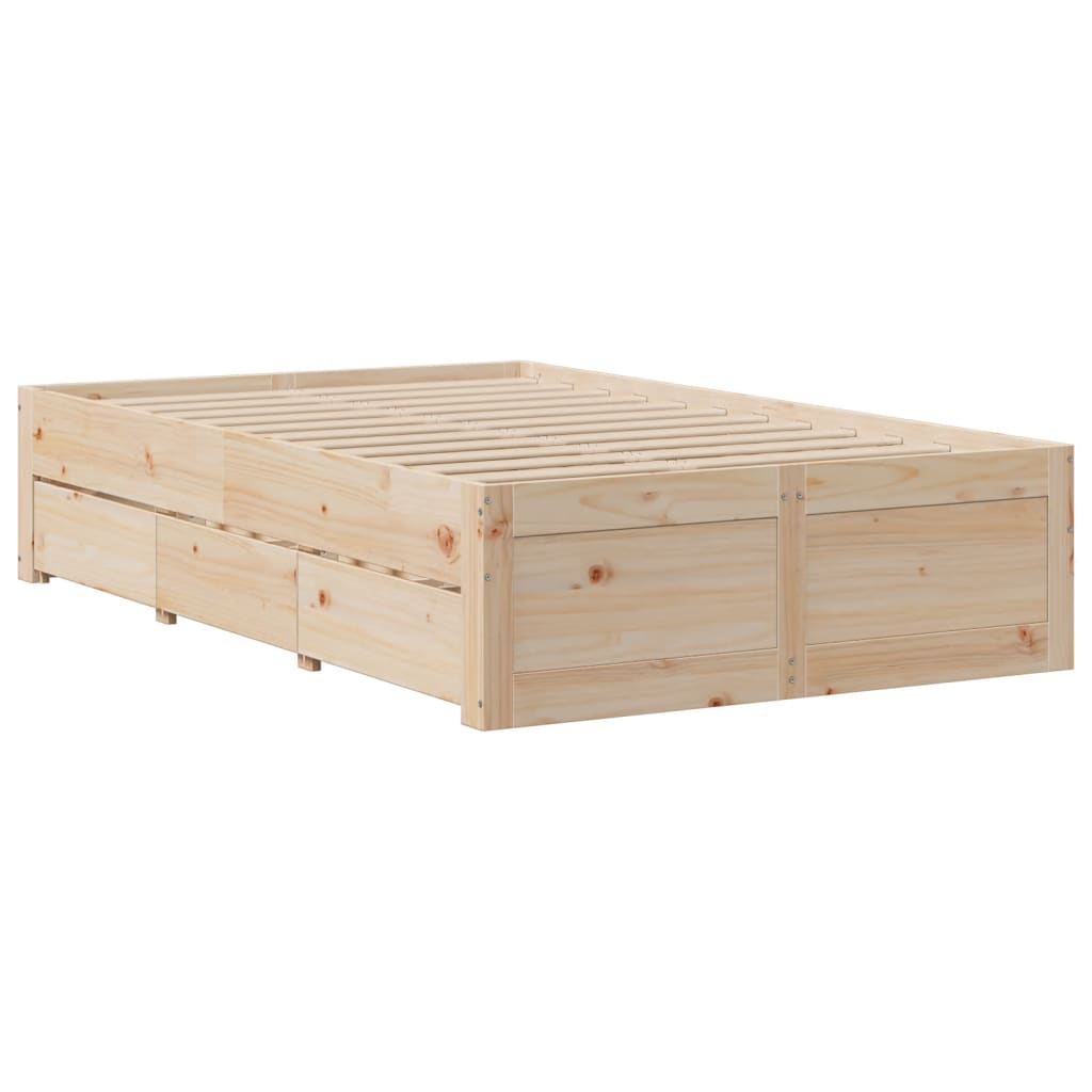 vidaXL Cadru de pat fără saltea/cu sertare, 120x190 cm, lemn masiv pin vidaXL Cadru de pat fără saltea/cu sertare, 120x190 cm, lemn masiv pin