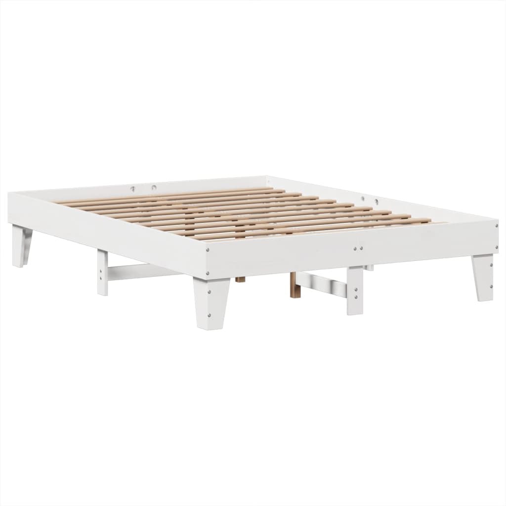vidaXL Cadru de pat fără saltea, alb, 150x200 cm, lemn masiv pin
