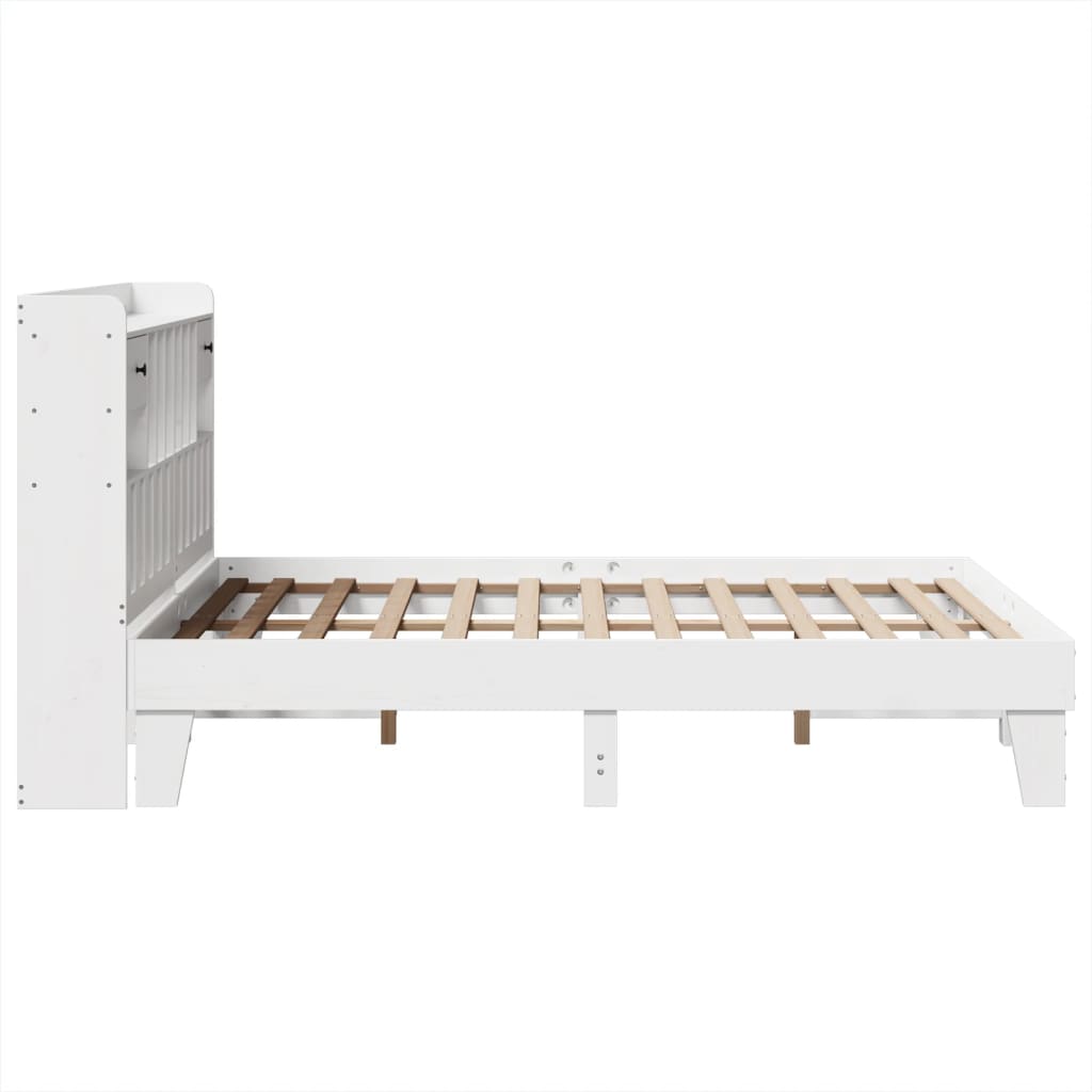 vidaXL Cadru de pat fără saltea, alb, 150x200 cm, lemn masiv pin