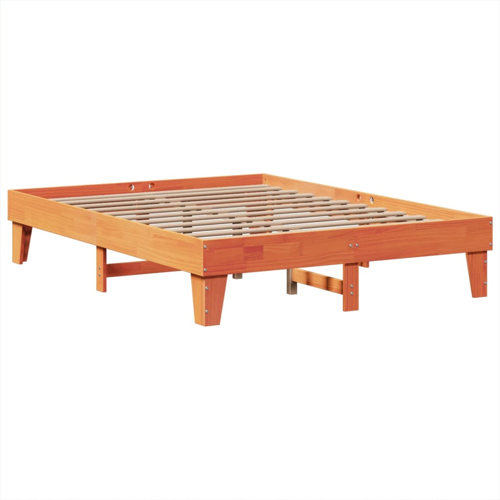 vidaXL Cadru de pat fără saltea, maro ceruit 150x200 cm lemn masiv pin vidaXL Cadru de pat fără saltea, maro ceruit 150x200 cm lemn masiv pin